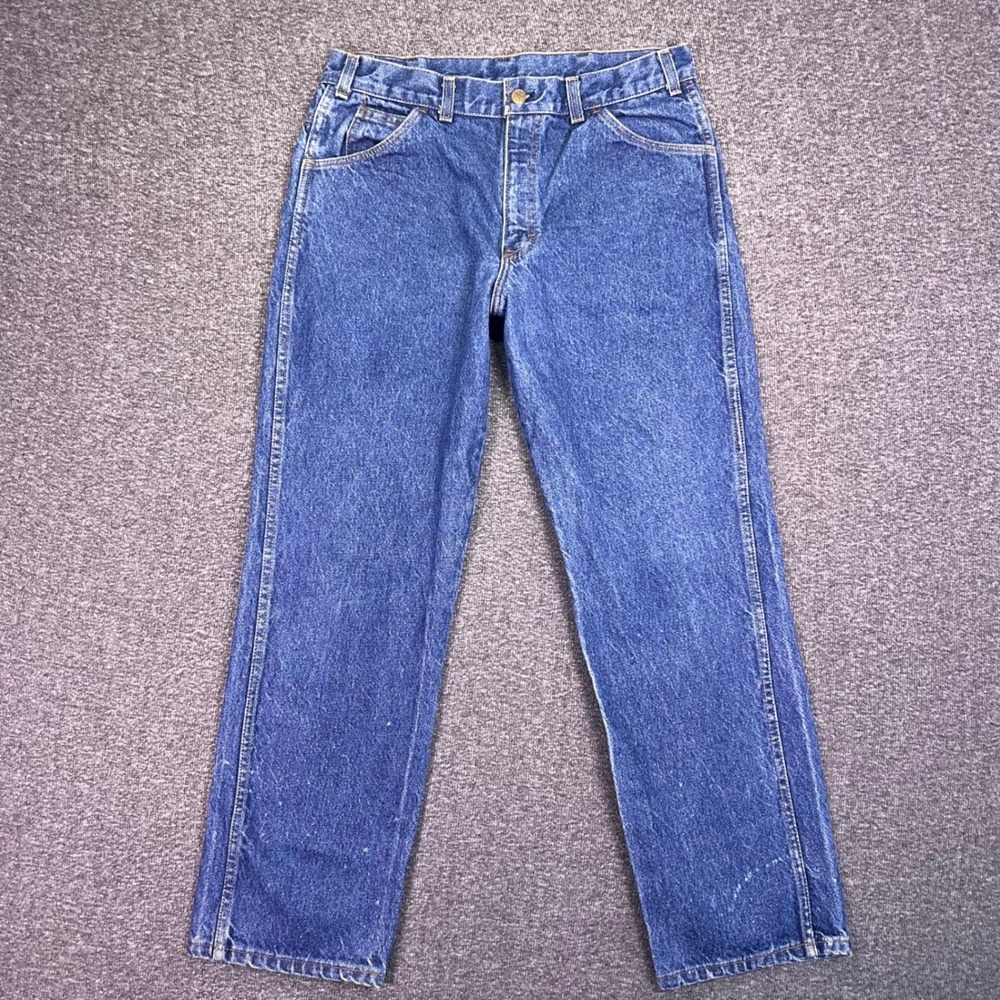 VTG WearGuard Jeans Men 32x30 Blue Straight Leg Talon Zip Rugged Workwear Grunge